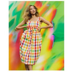 Christopher John Rogers Multicolor Gingham Midi Dress